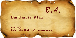 Barthalis Aliz névjegykártya